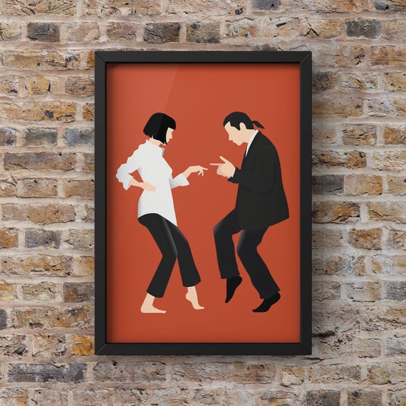 Pulp Fiction Dance Wall Art: Iconic Movie Scene | Vibrant Colours | Figurine print