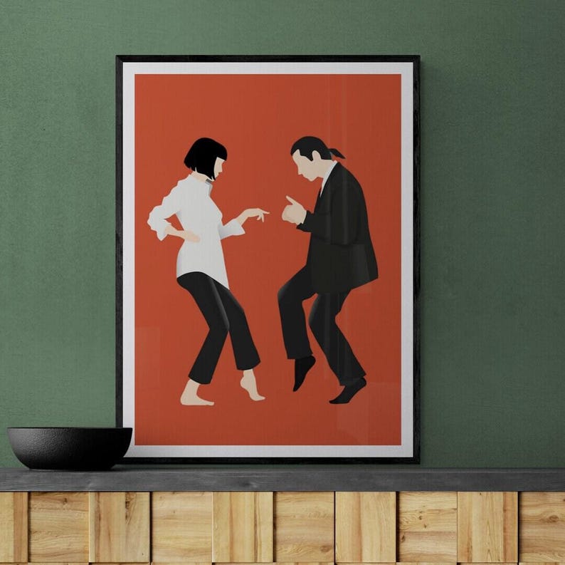 Pulp Fiction Dance Print: Iconic Movie Scene in Bold Colors image 3