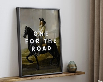 Arte de pared de caballo vintage "One For The Road" / Cita / Arte vintage / Decoración del hogar / Idea de regalo divertida