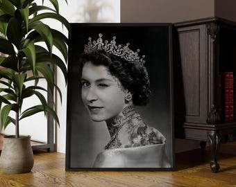 Queen Elizabeth Punk Print: Tattoo Inspired Wall Art (Limited Edition)