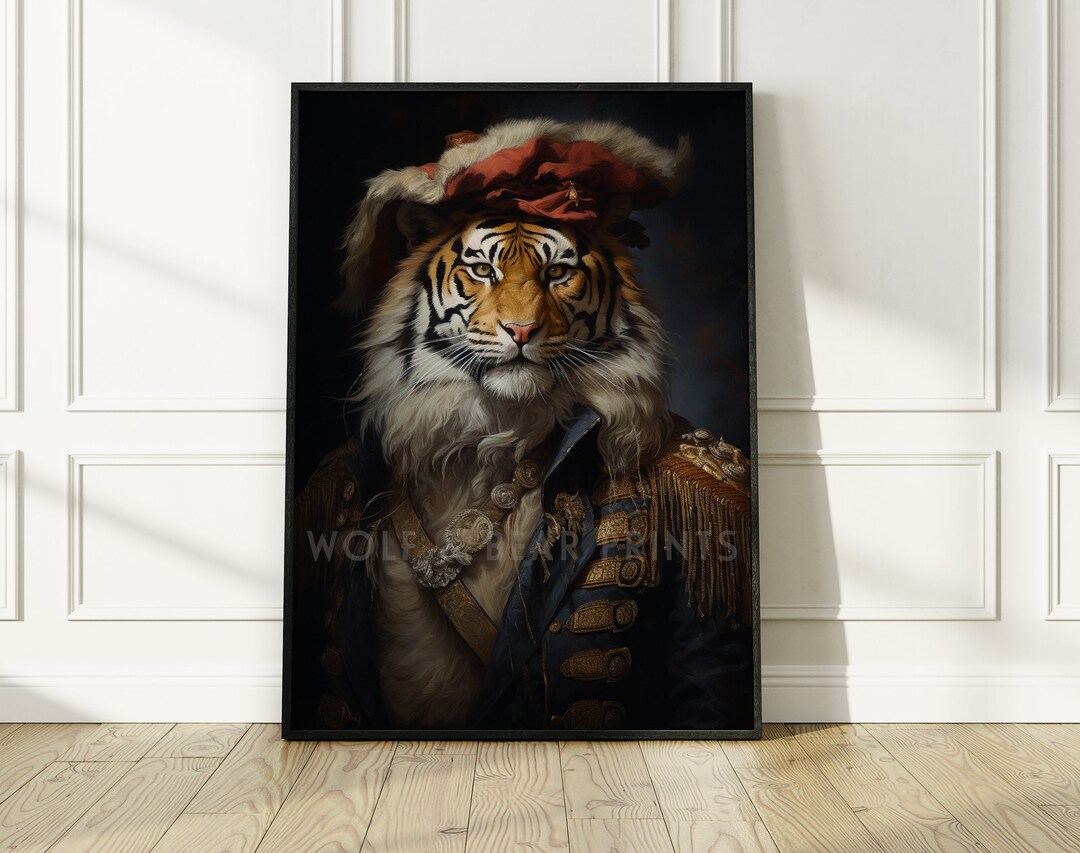 Tiger Renaissance Animal Print Altered Animal Portrait Wall Art