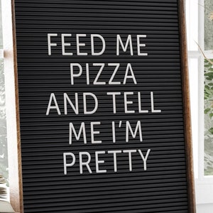 Impresión con cita "Aliméntame pizza y llámame bonita" / Arte divertido para la pared de la cocina / Impresión de pizza, decoración peculiar