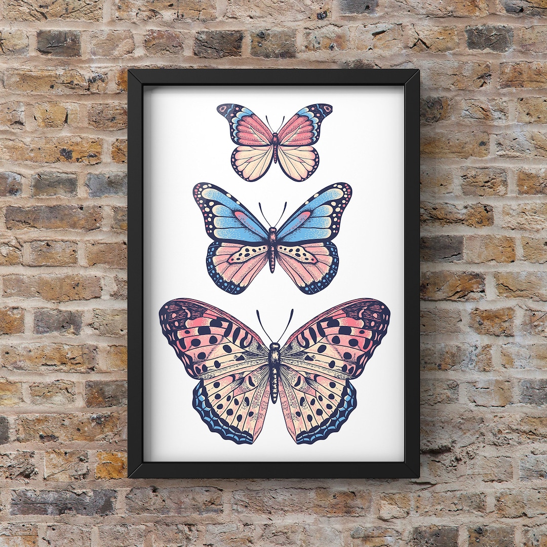 Trio of Butterflies, Butterfly Print, Optional Framing, Express ...
