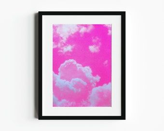 Siebdruck Print neon-pinker Wolkenhimmel