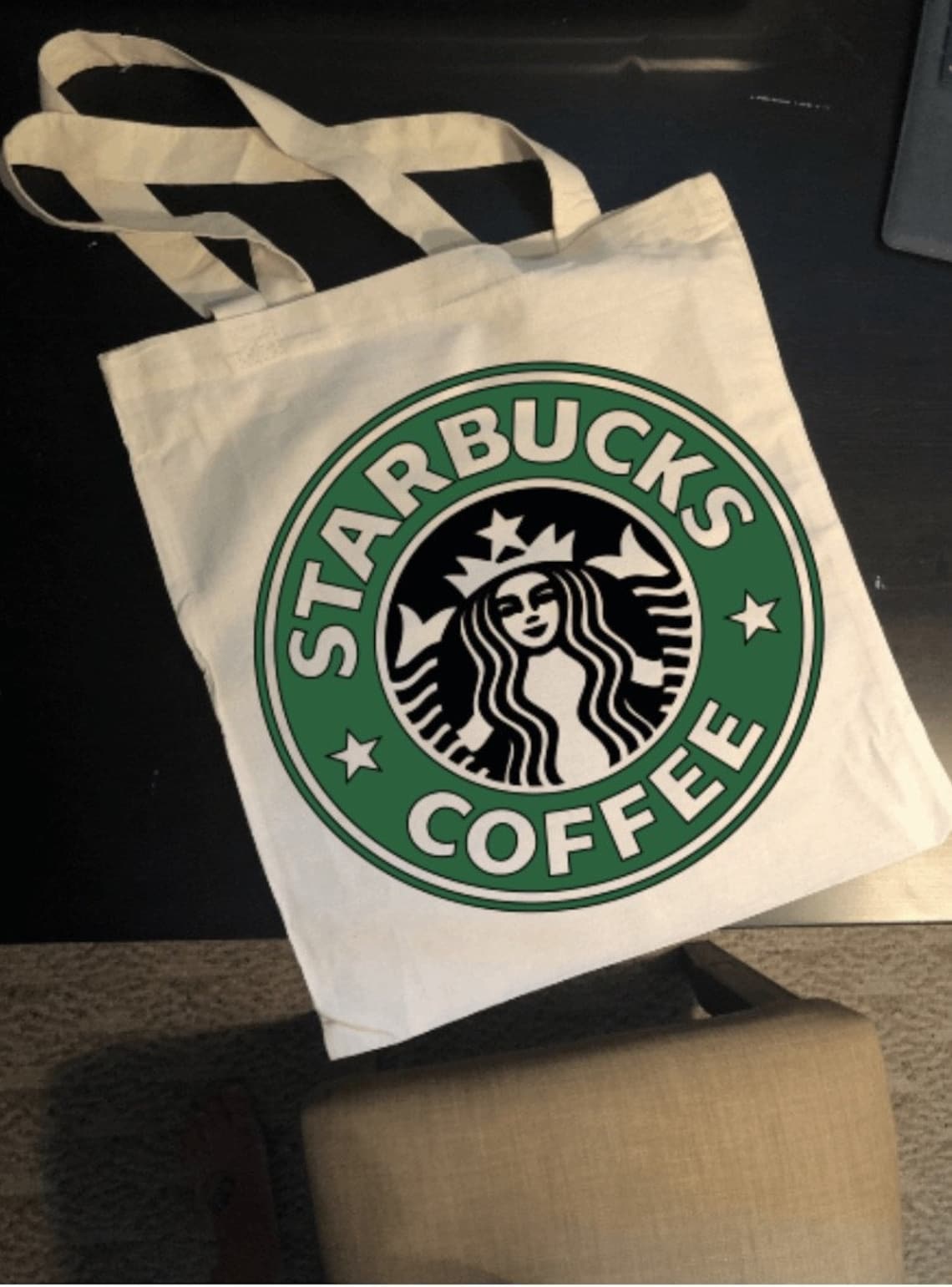 Canvas Tote Bag Starbucks Logo Etsy