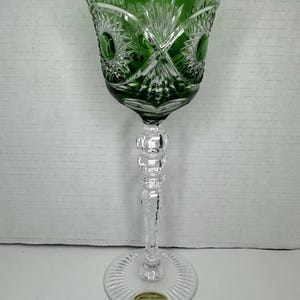 Karl KLOKOTSCHNIK Green Cut Crystal Wine Goblet Hock Vintage German Bleikristall