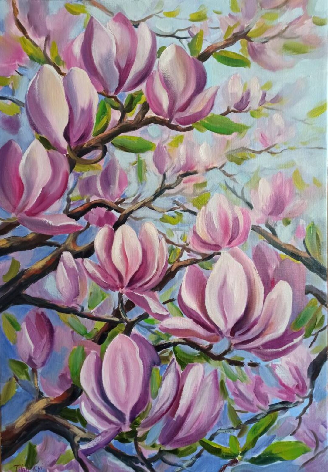 Magnolia Oil Painting on Canvas Modern Art Wall Decor for Home Etsy