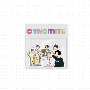 Vinyl BTS dynamite stickers, pack of seven, jimin, namjoon, RM, V, tae, suga, yoongi, jungkook, jin, hoseok, jhope, bts stickers, dynamite