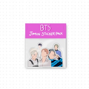 Vinyl BTS Jimin stickers, pack of 5, bts sticker set, bts decals, bts stickers
