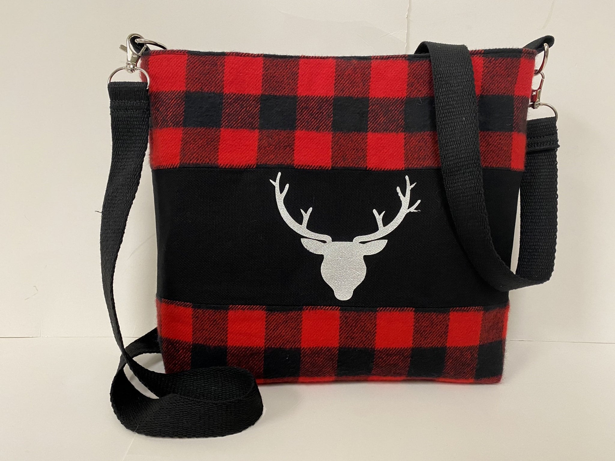Red & Black Flannel Color Block Deer Cross Body Purse Shoulder Bag Etsy