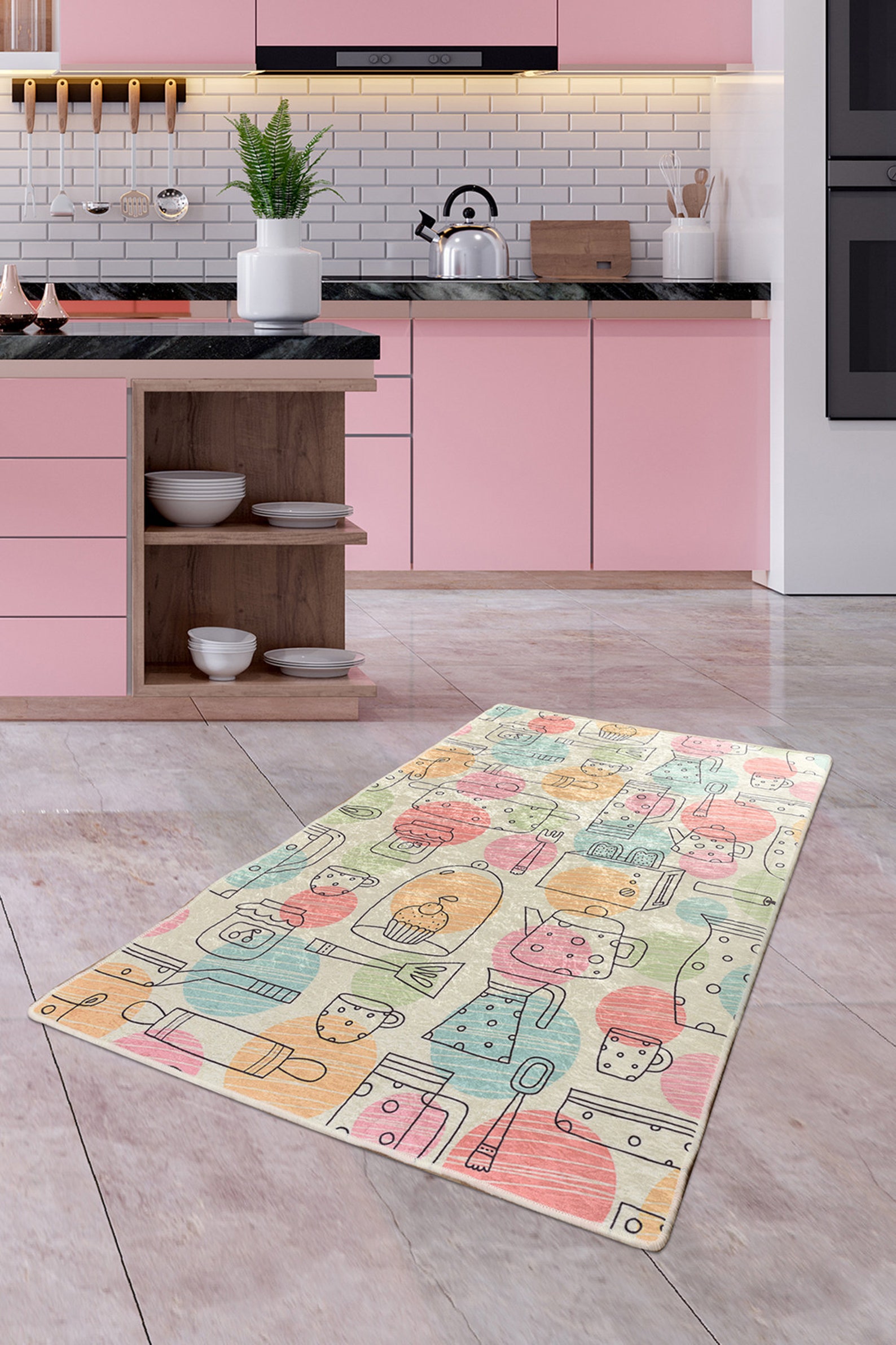 Layana Soft Pink and Blue Kitchen Area Rug area rug bath rug Etsy