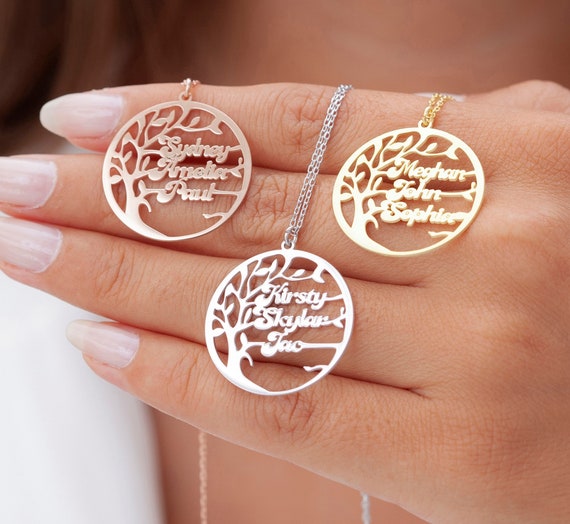 Family Tree Necklace Best Friend Necklace Mom Birthday Gift Couples Necklace Kids Name Necklace Grandma Necklace Sister Necklace Etsy