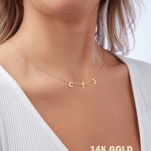 14K Solid Gold Initial Halskette, Gold Custom Buchstabe Halskette, 14k Gold Weihnachtsgeschenk Halskette, personalisierte Buchstabe, 14k Gold Geburtstagsgeschenk