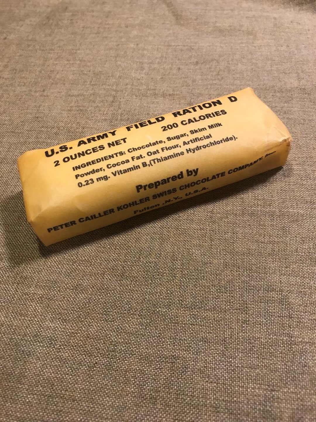 WWII US Army Marine Corps Ration D Bar Chocolate Late War Wrapped ...