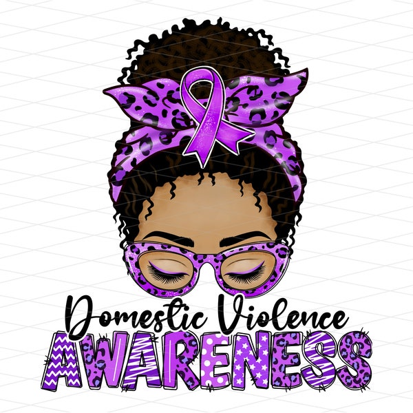 Domestic Violence Awareness Afro Messy Bun Png, Domestic Violence Awareness, Leopard Ribbon, African American Domestic Violence Sublimation