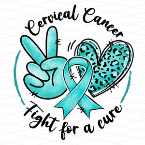 Cervical Cancer Fight For a Cure Png, Cervical Cancer Awareness, Cervical Cancer Warrior Leopard Heart, Cervical Cancer Survivor Sublimation