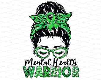 Guerrero de salud mental Bollo desordenado Png, Conciencia de salud mental Png, Cinta de leopardo de salud mental Png, Sublimación de conciencia de salud mental
