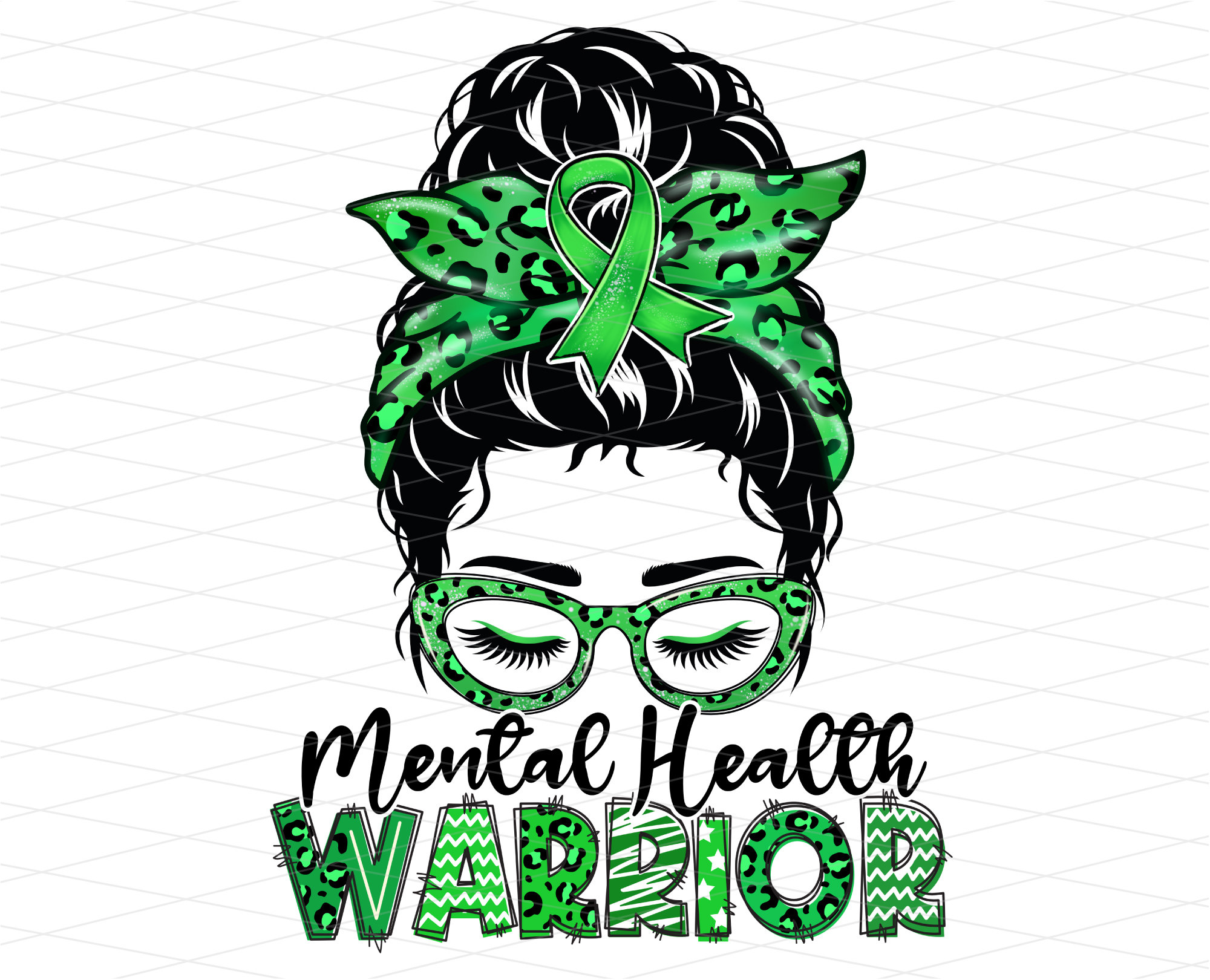 Mental Health Warrior Messy Bun Png, Mental Health Awareness Png ...