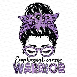 Esophageal Cancer Warrior Messy Bun Png, Esophageal Cancer Awareness Png, Esophageal Cancer Survivor, Esophageal Cancer Ribbon Sublimation