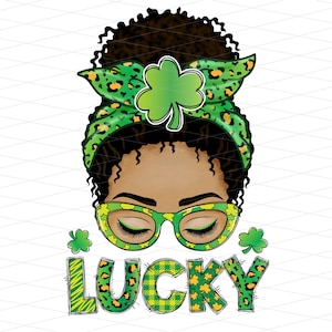 St Patricks Afro Messy Bun Png, St Patricks Lucky Afro Messy Bun, St Patricks Shamrock Afro-Amerikaanse, St Patrick Black Woman Sublimatie