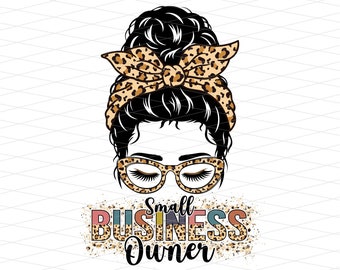 Kleinunternehmer Messy Bun Png, Kleinunternehmer Sublimation, Kleinunternehmer Png, Leopard Kleinunternehmer Png