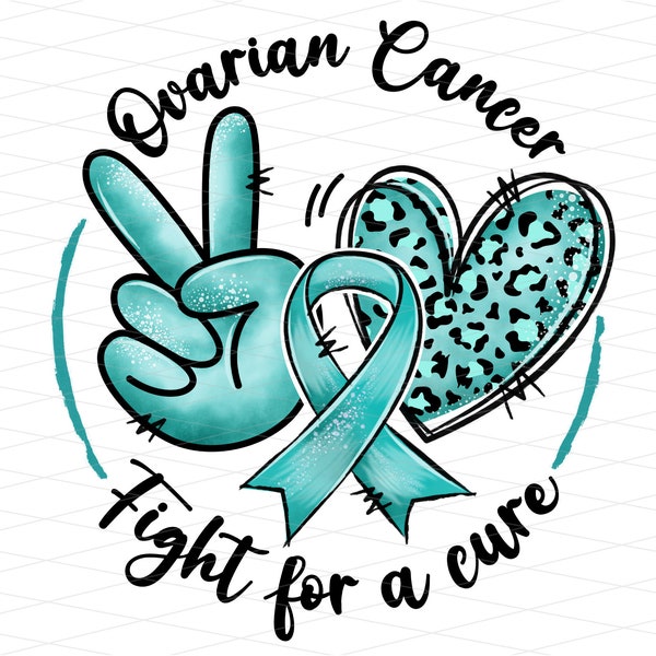 Ovarian Cancer Fight For a Cure Png, Ovarian Cancer Awareness Png, Ovarian Cancer Warrior Leopard Heart, Ovarian Cancer Survivor Sublimation