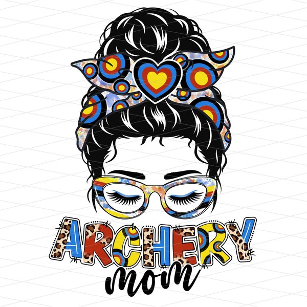Archery Mom Messy Bun Png, Archery Mom Life Png, Archery Messy Bun Png, Leopard Archery Heart Png, Archery Mom Sublimation