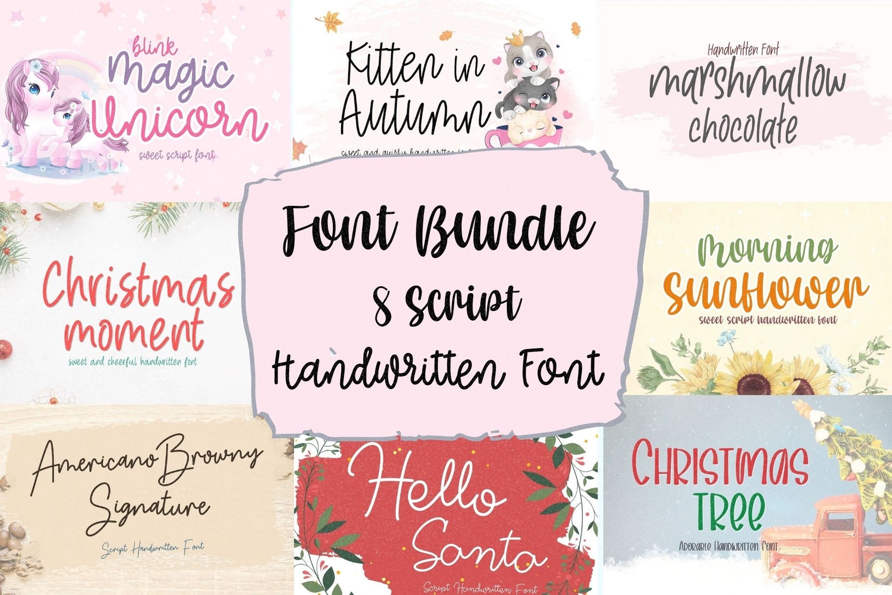Download Font Bundle 8 Script Handwritten Font Script Font Etsy