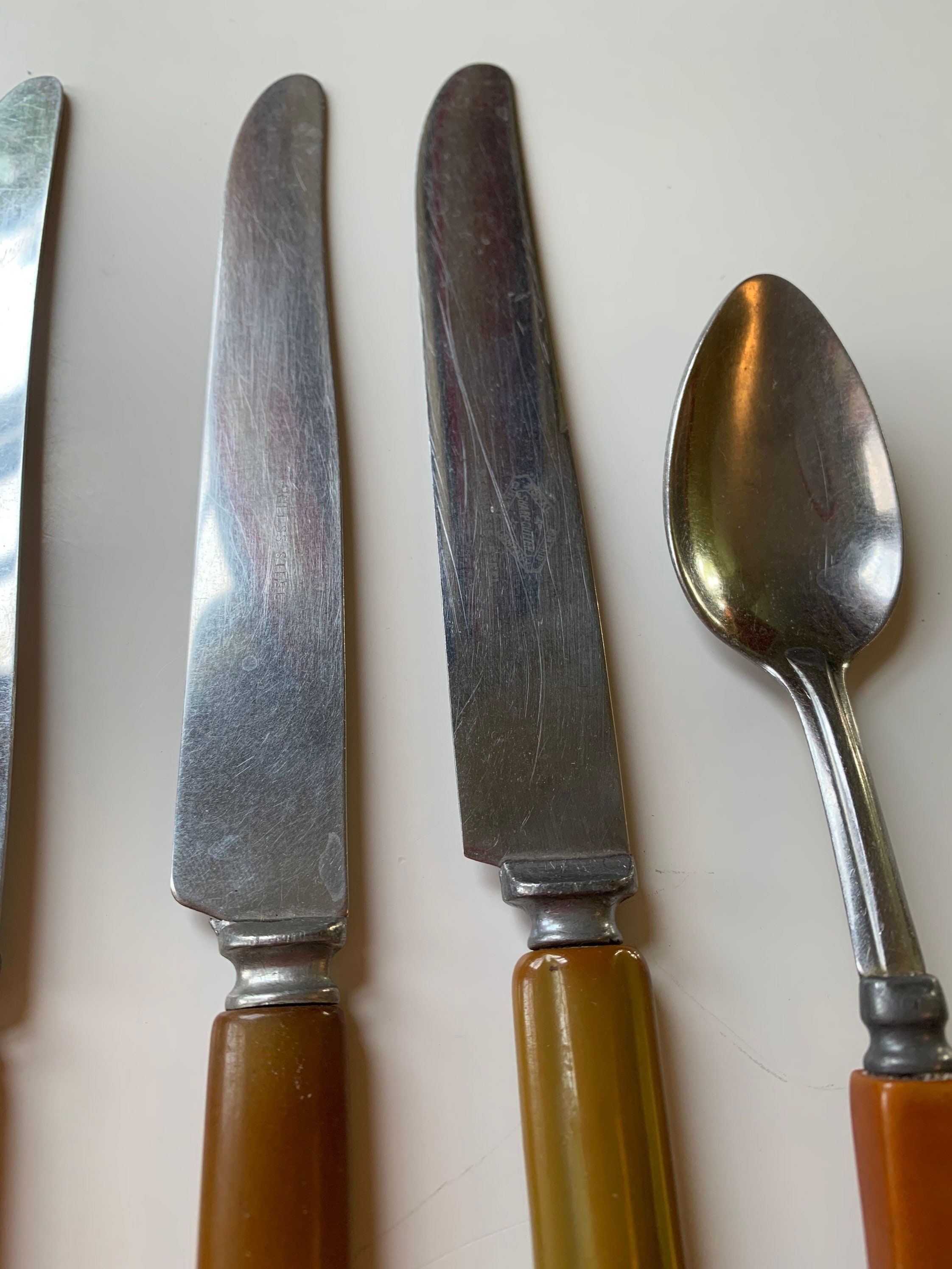 Lot of Bakelite flatware 6 pieces 3 matching green yellow Etsy