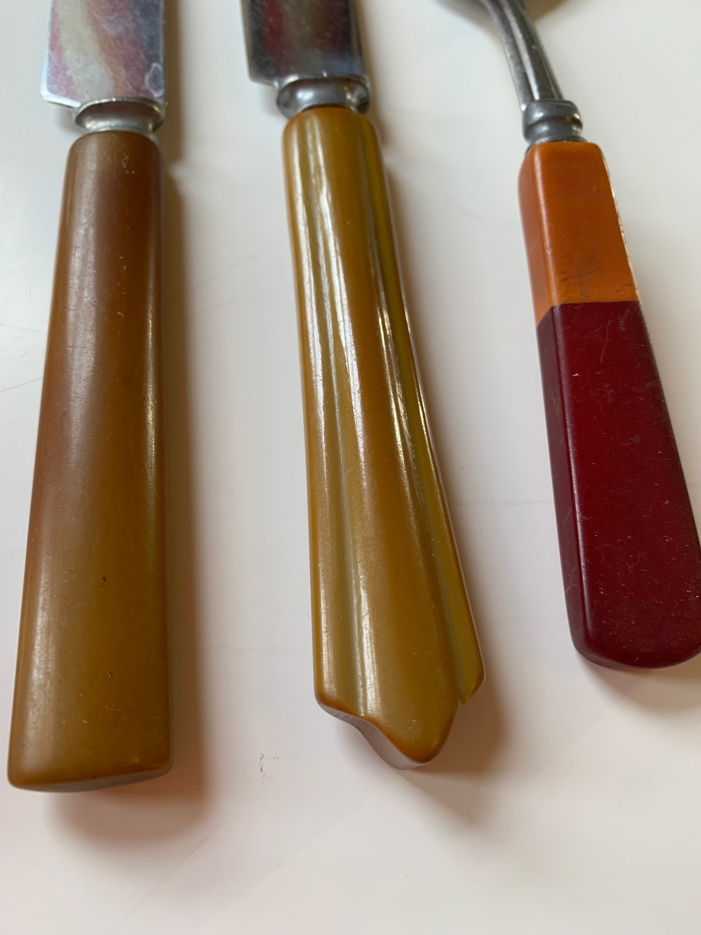 Lot of Bakelite flatware 6 pieces 3 matching green yellow Etsy