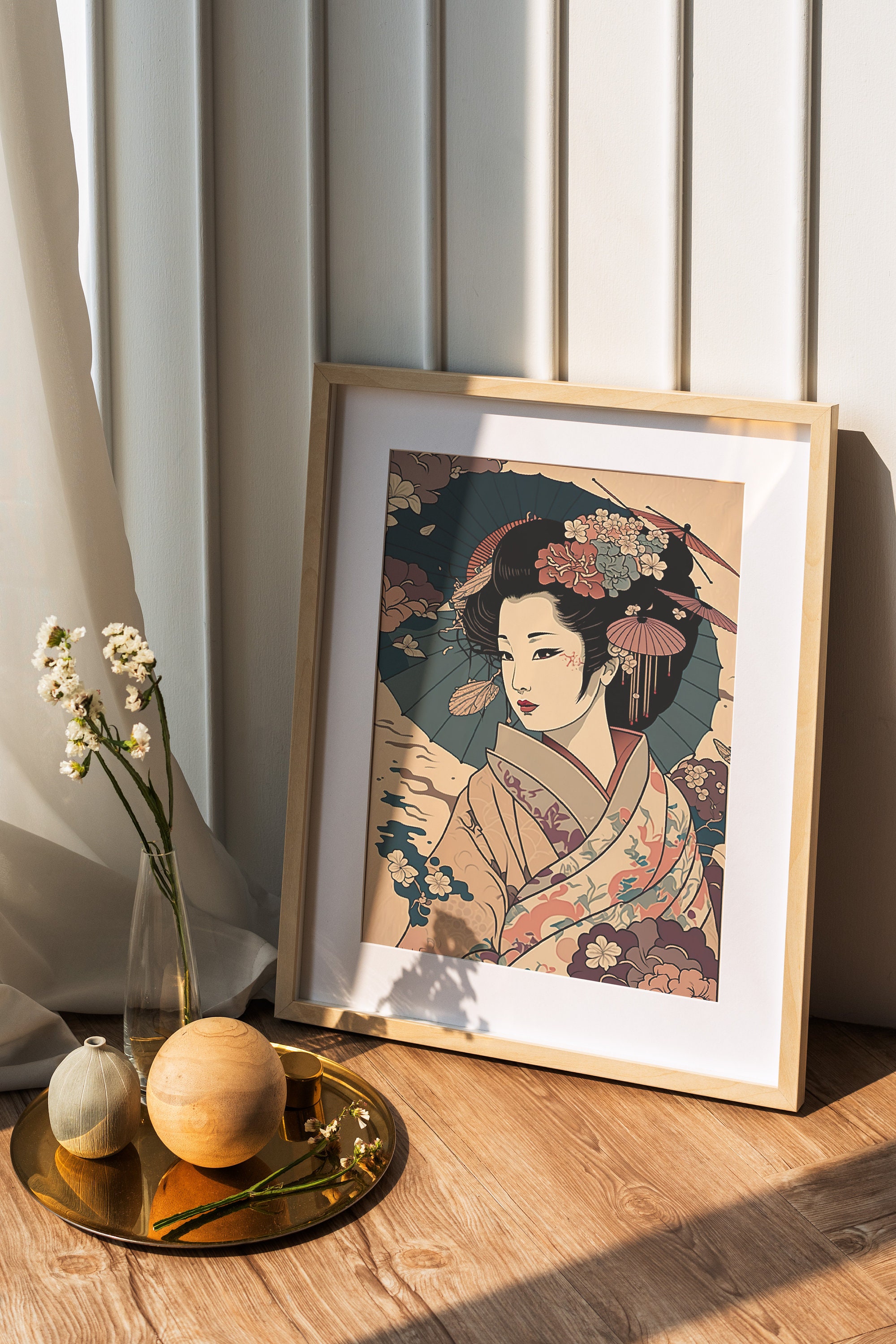 Japanese Poster Geisha Ukiyo-e Print Wall Decor Japan Art Geisha ...
