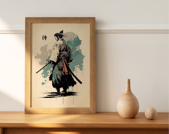 Vintage Japanese Samurai Poster Ukiyo-e Wall Art Samurai Japan Home Wall Decor