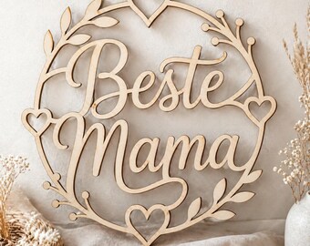 Mother's Day Gift Wooden Sign, Best Mom, Beige Wooden Decoration, Gift Idea for Mother