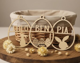 Wooden Easter egg ornament – choice of motif: rabbit/ears/Easter eggs – laser-cut silhouette – Easter decoration