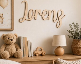 Personalized wooden nameplate – wall decoration for children's room with desired name – wooden name in 10, 15 or 20 cm