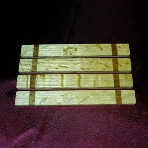 Druid Sticks / Casting Sticks Figured Oak and Redwood Burl inlay Drawstring Bag and Casting Cloth Tarot Divination Geomancy Wood Sticks