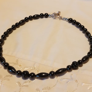 Victorian Mourning Jewelry Jet Necklace Onyx Flower Gemstone Memento Mori Choker Memorial