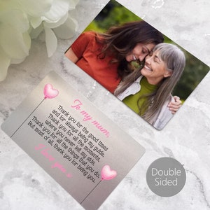 Cartão de bolsa personalizado para o dia das mães | Foto e mensagem de metal personalizado, presente de lembrança de agradecimento para a melhor mãe, madrasta e sogra amorosas