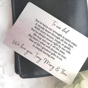 Carte portefeuille en métal personnalisée pour papa | Cadeau souvenir sentimental pour papa, beau-père, papa | Fête des pères, Mariage, Cadeau d'anniversaire