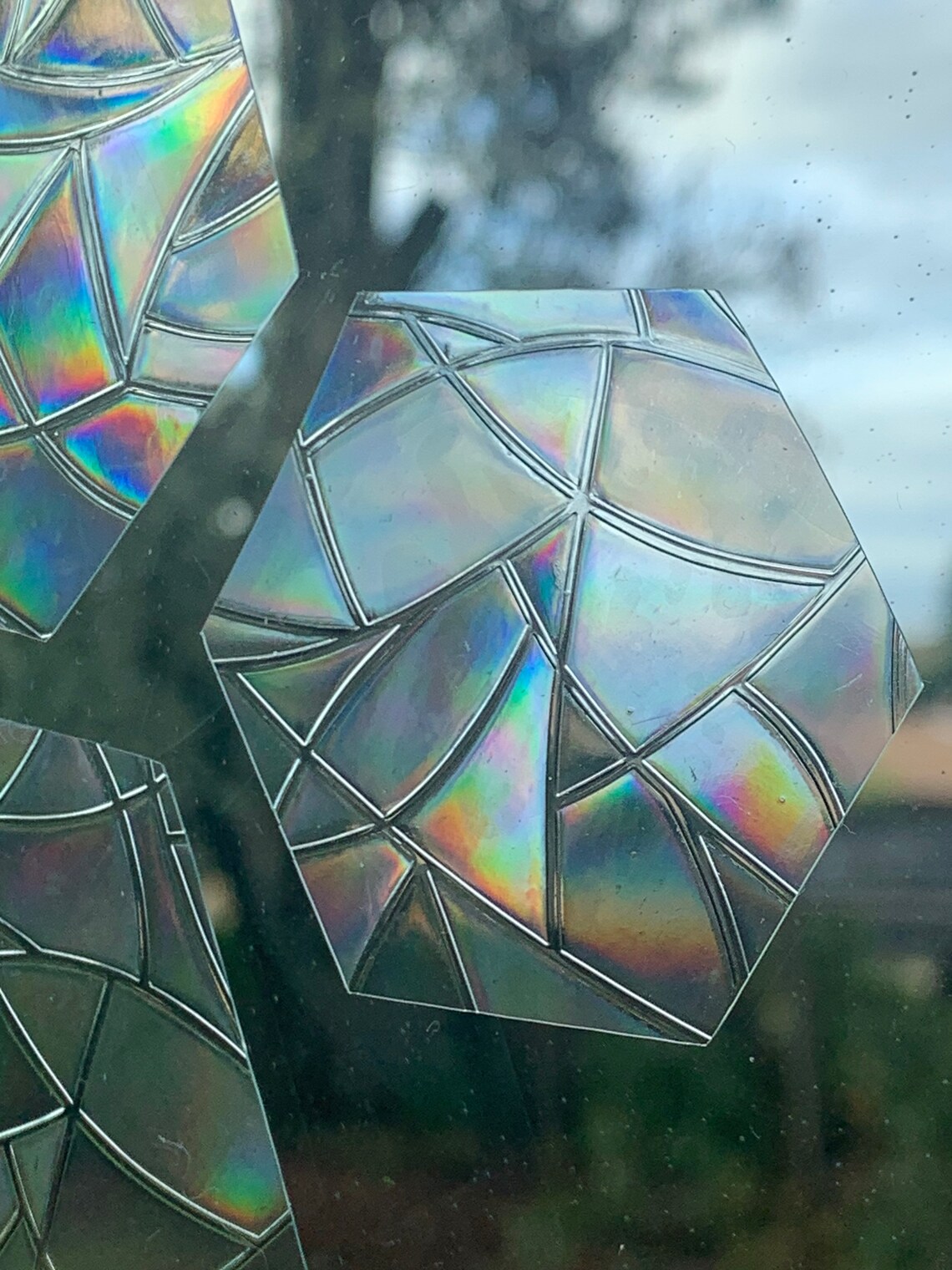 Hexagon Window Prisms Set of 18 //Rainbow Sticker // Stained Etsy