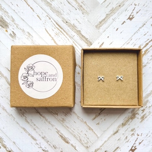 Sterling silver mini bow earring studs