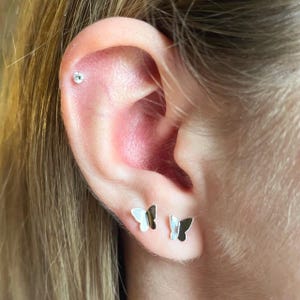 Sterling silver butterfly stud earrings