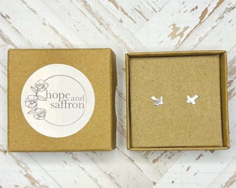 Sterling Silver Swallow Stud Earrings: Dainty Bird Jewelry