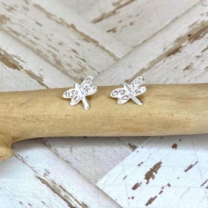 Sterling silver dragonfly earrings solid 925 silver crystal studs women jewellery gift bridesmaid gift for her gift for mum crystal gift
