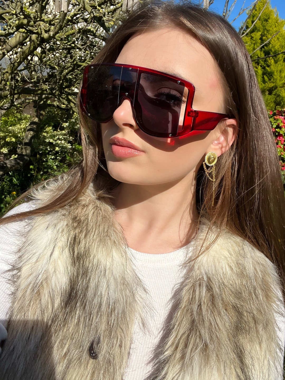 Oversized Statement Red & Black Sunglasses Etsy