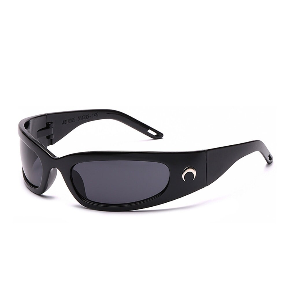 Black Retro Sports Wrap Around Y2k Style Sunglasses Unisex Trendy
