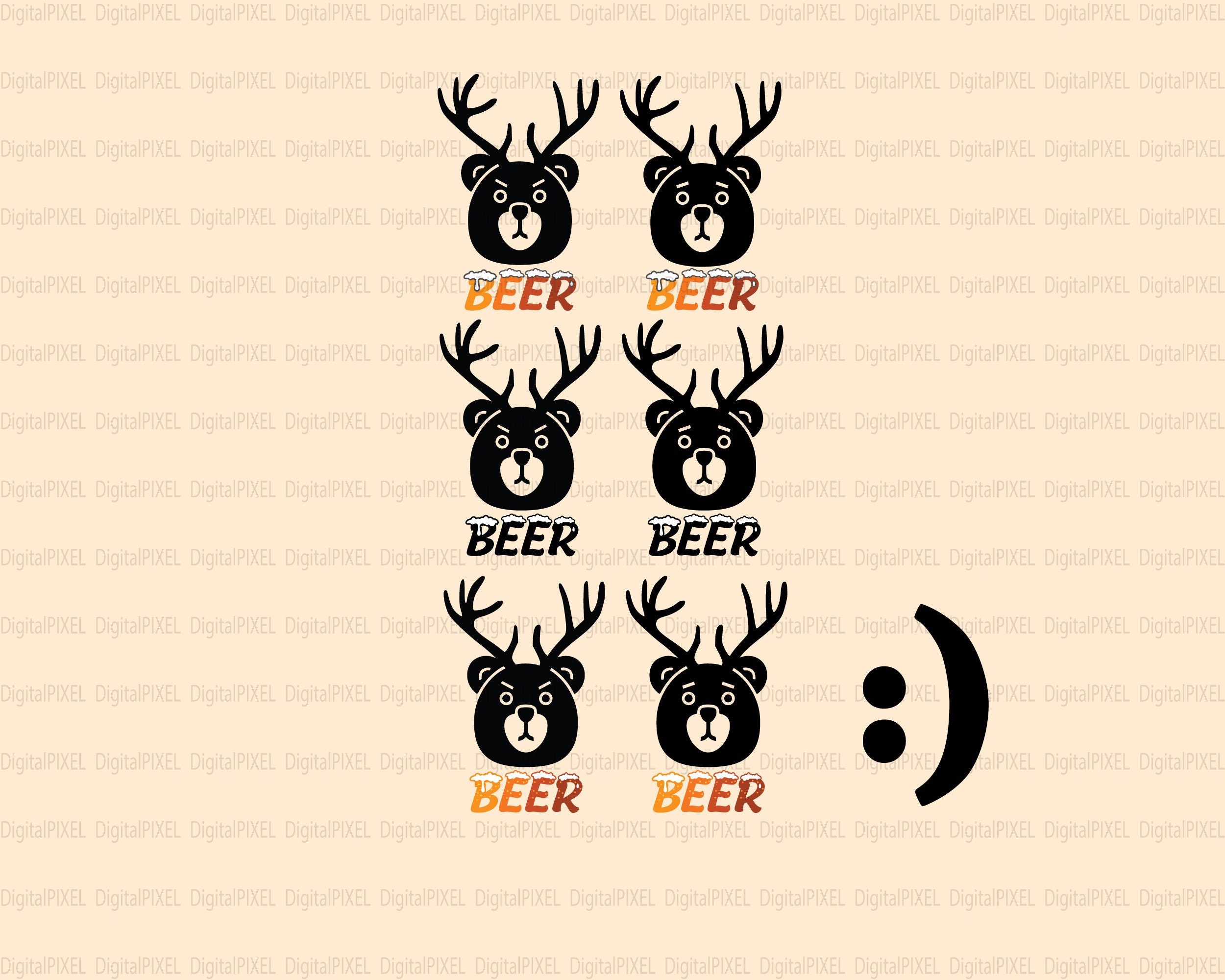 Bear Svg Digital Download, Beer BEAR DEER Svg, Beer Svg, Deer Svg, Bear