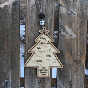 Personalized family Christmas tree ornament