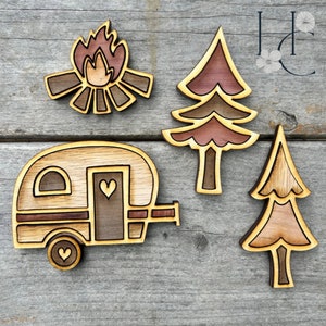 Wood magnets - camping