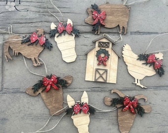 Shiplap Farm Animal Ornament Set